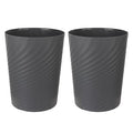UUJOLY Plastic Small Trash Can Wastebasket, Garbage Container Basket for Bathrooms, Laundry Room, Kitchens, Offices, Kids Rooms, Dorms, 1.8 Gallon, Dark Grey, 2 Pack