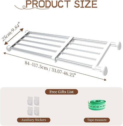 Hershii Expandable Shelf Rod Closet System Heavy Duty Clothes Hanger Adjustable - Image 2