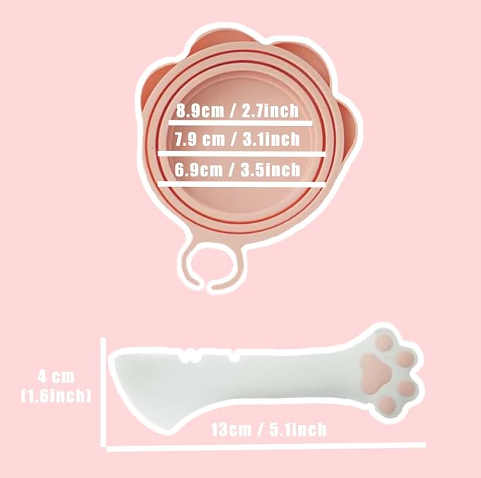 Meow&Woof Cat Food Can Lid and Spoon, BPA Free Silicone Cover - Image 2