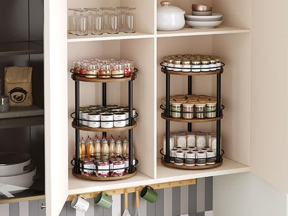 YATINEY Spice Rack, 3-Tier Turntable Organizer - Image 3