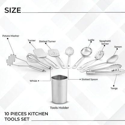 Avador® Premium Set of 10 Stainless Steel Kitchen Tool Set - Image 2