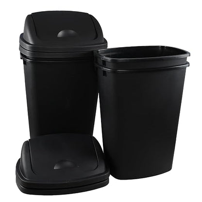 4-Pack 13 Gallon Plastic Swing Top Trash Can, Lidded Wastebasket Garbage Can - Image 7