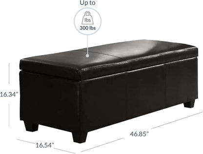 BELLEZE Storage Faux Leather Ottoman, 47 Inch Bench Bedroom Bench - Image 3