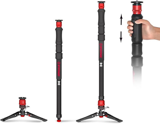 IFOOTAGE 59” Monopod with Feet,Cobra 3 Strike A150S,Professional Travel Camera Monopod,Pedal Lock Base,One-Click Design,for VCR DSLR Nikon Sony,Max.Load 11lbs/5KG