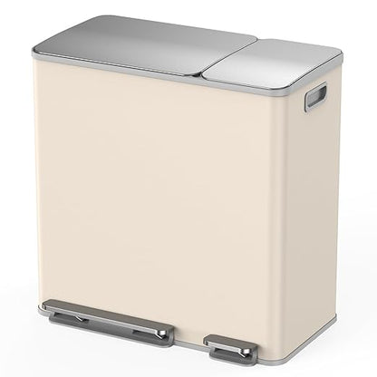 Lovewind Double Trash Can Kitchen, 13+5.5 Gallon Stainless Steel Dual Trash and by LOVEWIND