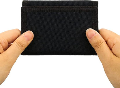 NEICY RFID Blocking Canvas Wallet for Men and Women - Camo Trifold Outdoor Sports Wallets with Magic Sticker for Teen Kids (Black Set)