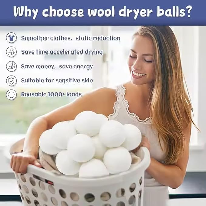 Organic Wool Dryer Balls: Eco-Friendly & Chemical-Free | Our Anti-Entanglement Reusable Balls Eliminate Wrinkle Static | 6-Pack XL Dryer Balls for Laundry is Made with New Zealand Wool (Dog)