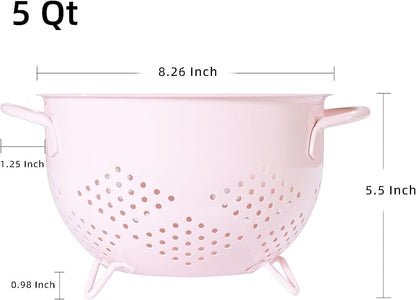 Metal Colander 5 Quart Powder Coated Self-draining Metal Strainer - Image 2