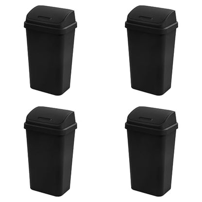 Sterilite 4-Pack Swing Top Wastebasket, Sleek Square Profile Trash Can by Sterilite