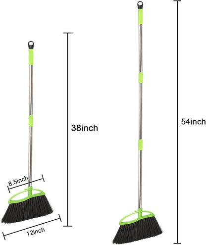3 Packs Indoor Brooms Green Angle Broom Soft Bristles Long Handle - Image 2