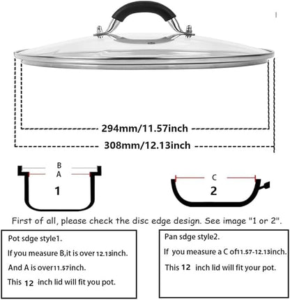 12 Inch Tempered Glass Lid for Lodge 12" Cast Iron Skillets & 7QT Dutch Ovens - Image 2