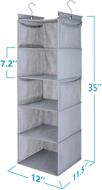 MAX Houser 5 Shelf Hanging Closet Organizer, Space Saver, Closet Hanging Shelves - Image 3