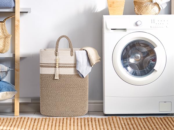 Woven Laundry Basket for Clothes, 80 L Large Rectangle Laundry Hampers - Image 2
