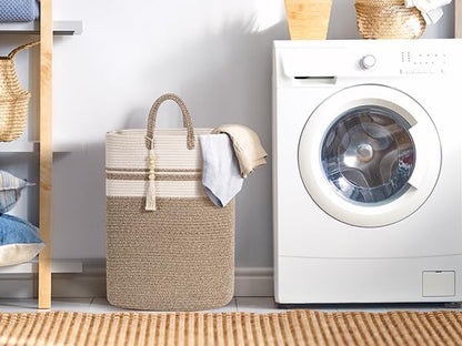 Woven Laundry Basket for Clothes, 80 L Large Rectangle Laundry Hampers - Image 2