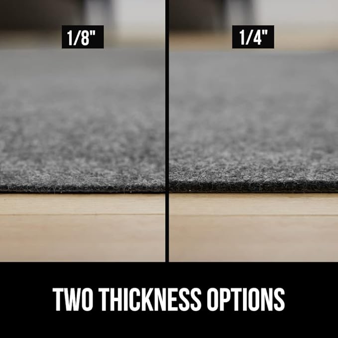 GORILLA GRIP Felt and Natural Rubber Stay in Place Slip Resistant Rug Pad, 1/4in Thick, 5x7 FT Protective Padding Under Area Rugs, Cushioned Gripper Pads, Carpet Runners, Hardwood Floors Protection