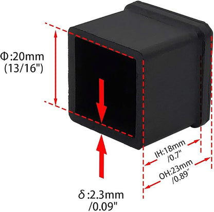 Flyshop Heavy Duty Non-Slip Rubber Leg Tips Square Chair Leg Floor Protectors - Image 2