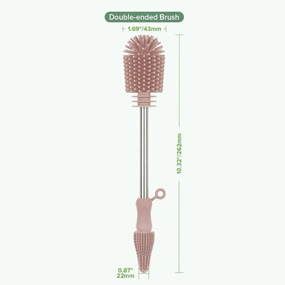 haakaa Cleaning Brush Silicone Bottle Brush Double-Ended Soft Silicone Bristles - Image 8
