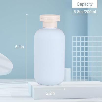 6.8 oz Plastic Travel Shampoo Bottles, Refillable Flip Cap Squeeze Bottles for Toiletries, Large Leakage-proof Travel Shampoo and Conditioner Container (Blue)