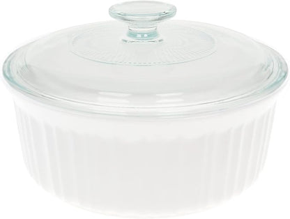 CorningWare FS5 1.5qt/1.4L Round French White Casserole Dish & G-5C 1.5qt by CorningWare