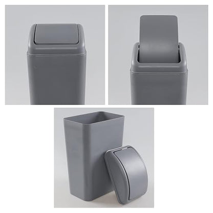 Plastic Waste Bin with Swing Lid, 14 Liter Garbage Can, 1 Pack - Image 2