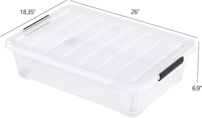 Set of 3 42 L Clear Plastic Under The Bed Storage Bins, Underbed Box - Image 2