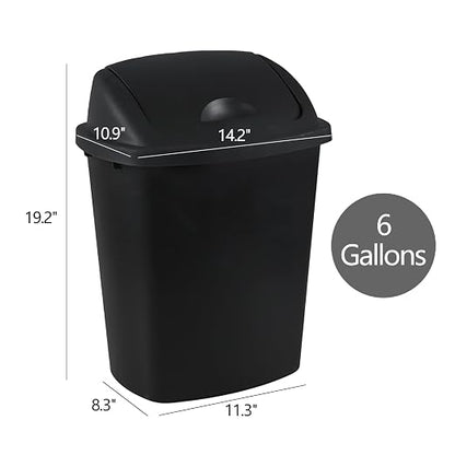 6 Gallon Swing Top Trash Can Outdoor and Indoor Recycle Bin, Plastic Garbage Can - Image 2