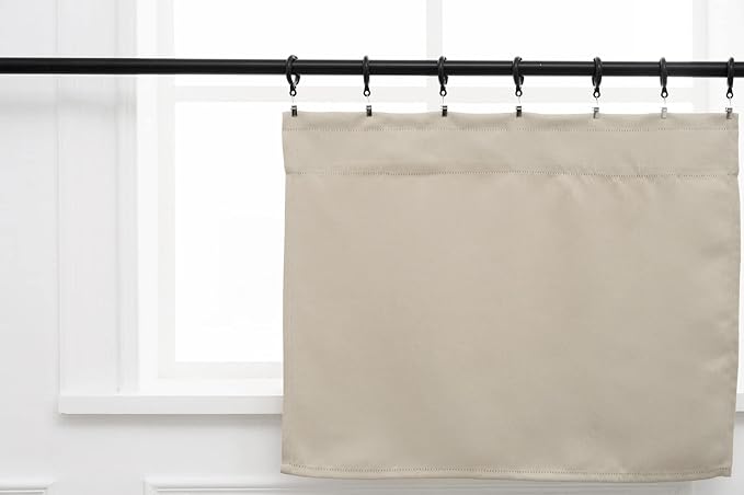 Pickluc Blackout Curtains 45 Inches Long 2 Panels, Room Darkening Tiers with Rod Pocket, Short Black Out Curtain for Small Window, 42" Wide and 45" Length, Set of Two, Ivory