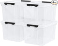 4 Pack Large Clear Plastic Storage Bins with Latching Lids, 50 Quart Plastic Storage Container with Wheels, Clear