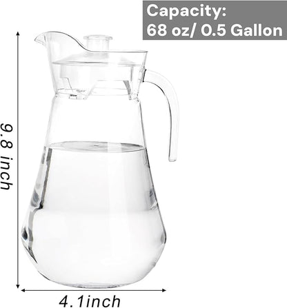 SOUJOY 2 Pack Plastic Pitcher, 68Oz Clear Iced Water Jug - Image 2