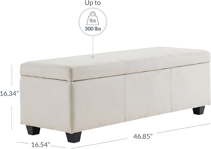 BELLEZE Storage Faux Leather Ottoman, 47 Inch Bench Bedroom Bench - Image 9