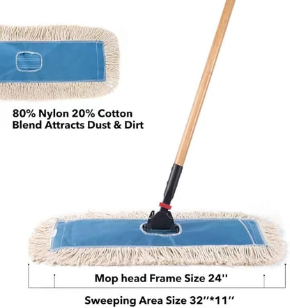 MATTHEW CLEANING 24'' Industrial Strength Cotton Dust Mop Refill Washable - Image 4