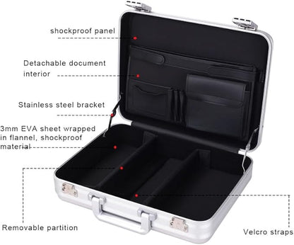 Aluminum Briefcase Metal Toolkit Box TSA Combination Lock Luxury Case with Foam for Wine/Jewellery/Watch/Equipment/Camera