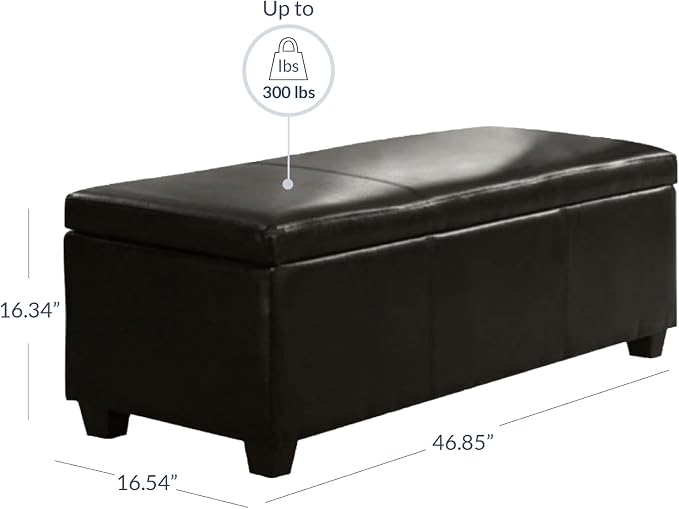 BELLEZE Storage Faux Leather Ottoman, 47 Inch Bench Bedroom Bench - Image 2