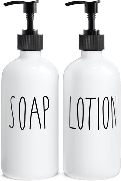 MOMEEMO White Soap Dispenser Bathroom Set, Contains Hand and Lotion Dispenser by MOMEEMO