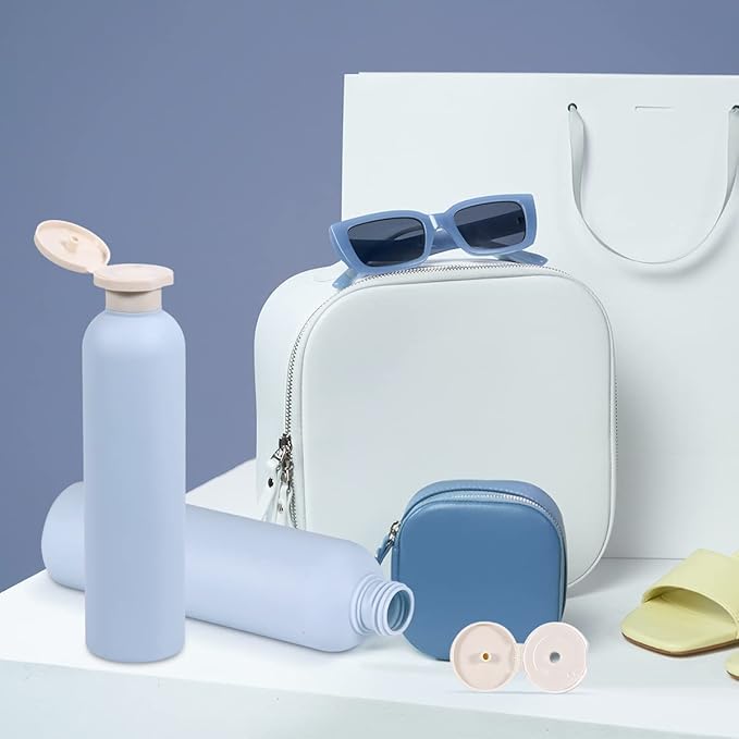 8.8 oz Plastic Travel Shampoo Bottles, Refillable Flip Cap Squeeze Bottles for Toiletries, Large Leakage-proof Travel Shampoo and Conditioner Container (Blue and Green)