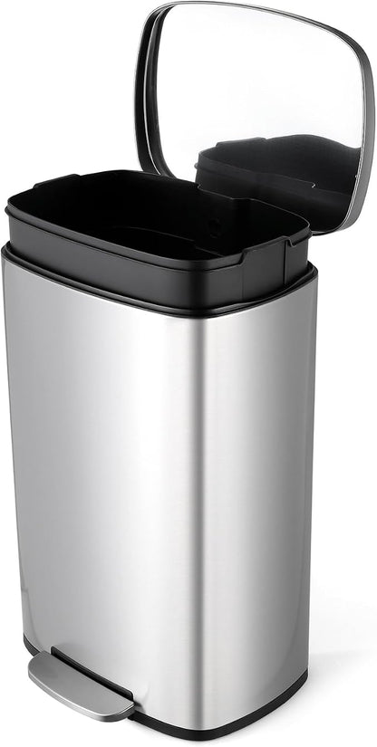 13.2 Gal Kitchen Trash Can, 50L Recycling or Garbage Bin, Brushed Stainless by ComfyCorner
