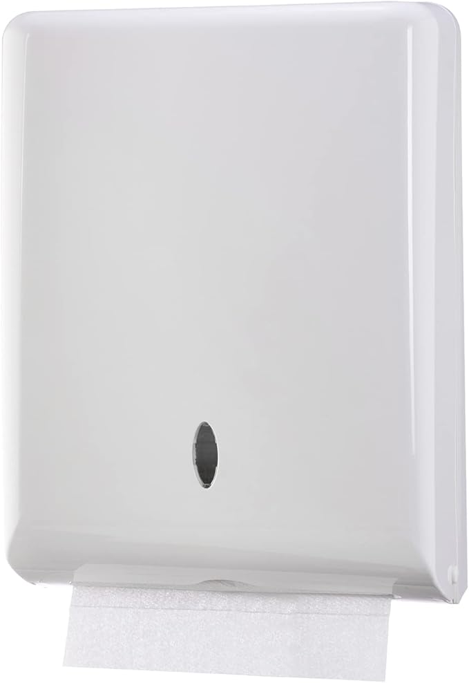 Commercial Paper Towel Dispenser Wall Mount, Holds 500 Multifold, Trifold, Z Fold, C Fold Hand Towels for Bathroom/Restroom, Office, Shop, or Home (White)