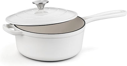 Homikit 3 Quart Saucepan with Lid, Enameled Cast Iron Saucepan by Homikit