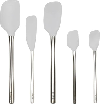 Tovolo Stainless Steel Handled Silicone Spatula Set of 5 Oyster Gray, by Tovolo