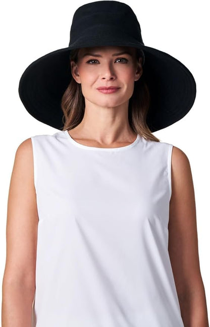 Coolibar UPF 50+ Women's Brittany Beach Hat - Sun Protective Black