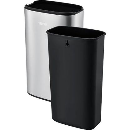 Global Industrial 8 Gallon Stainless Steel Slim Open Top Receptacle - Image 2