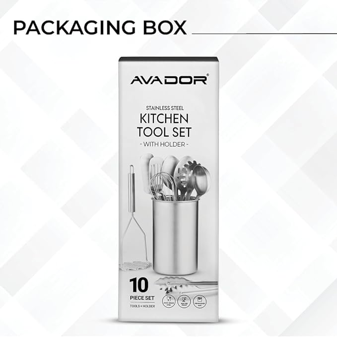 Avador® Premium Set of 10 Stainless Steel Kitchen Tool Set - Image 4