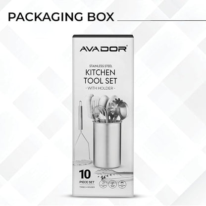 Avador® Premium Set of 10 Stainless Steel Kitchen Tool Set - Image 4
