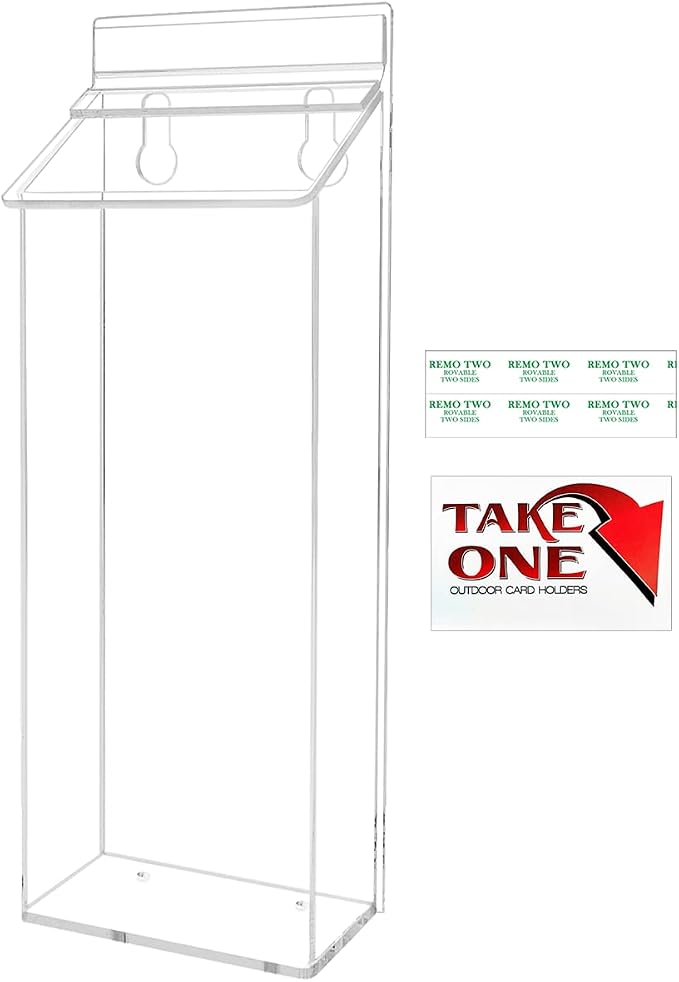 Outdoor Brochure Holder Holds 4" x 9" Advertising Trifolds Clear Acrylic Wall by MarketingHolders