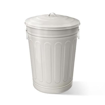 Plexon Round Trash Can 13 Gallon, Vintage Metal Outdoor Trash Can by Plexon