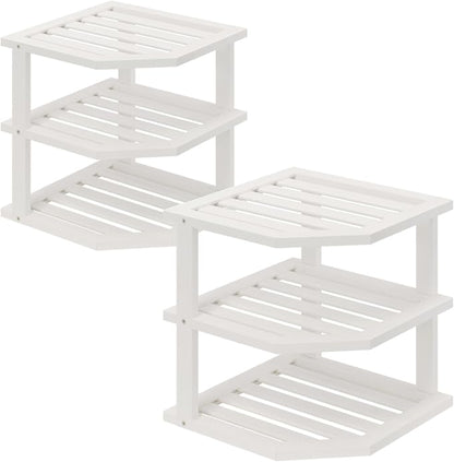 VERTORGAN 3 Tier Bamboo Corner Shelf, Dish Drying Rack, Plate Organizer by VERTORGAN