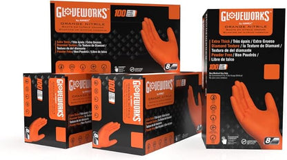GLOVEWORKS Heavy-Duty Nitrile Gloves, Disposable, Latex Free, 8 Mil, Diamond by GLOVEWORKS
