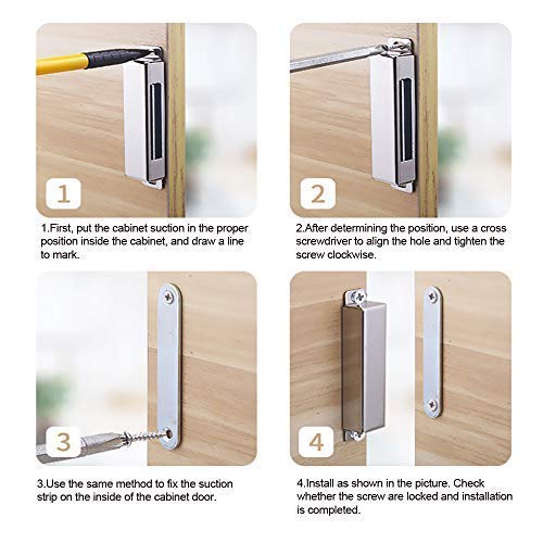 Mousike Cabinet Magnets Magnetic Door Catch Stainless Steel Door Magnet - Image 7