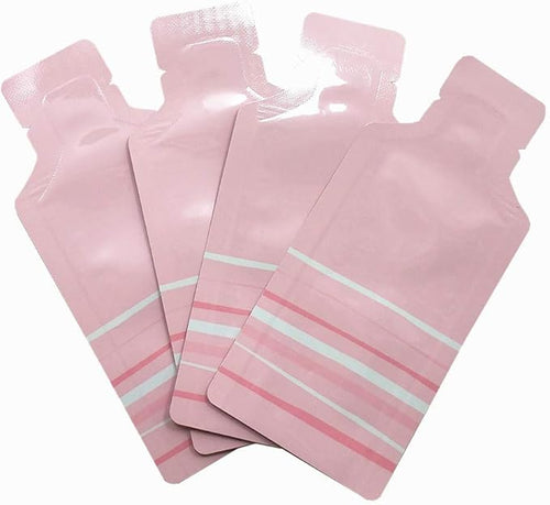 100 Pack 2.36x4.7 inch Heat Seal Sample Mylar Packets for Portable Travel Toiletries Empty Disposable Liquid Shampoo Pouch Single Serving Coffee Powder Condiments Food Storage (Pink)