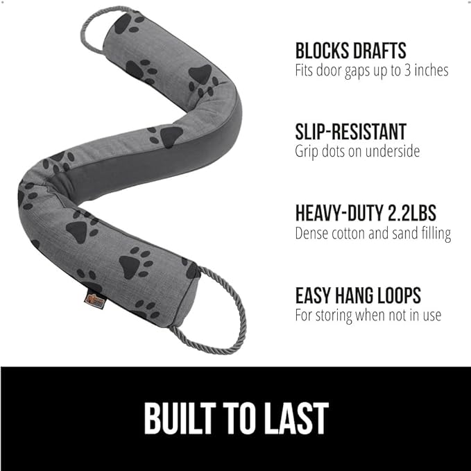 GORILLA GRIP Door Draft Stopper for Bottom of Doors, Weather Stripping Seal Blocks Hot Air, Noise, Bugs, Keeps Cold AC in, Sound Proofing Easy Install Gap Filler, Home Essentials, 32 Inch, Paws